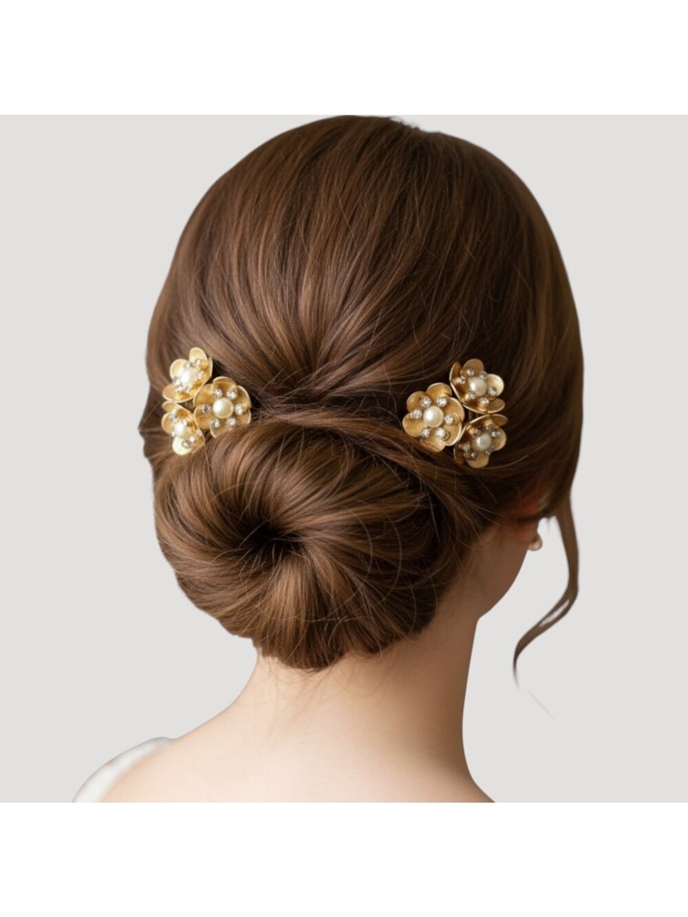 Bridal Floral Hair Combs Gold Flower Pearl Wedding Accessories Vintage Jewelry